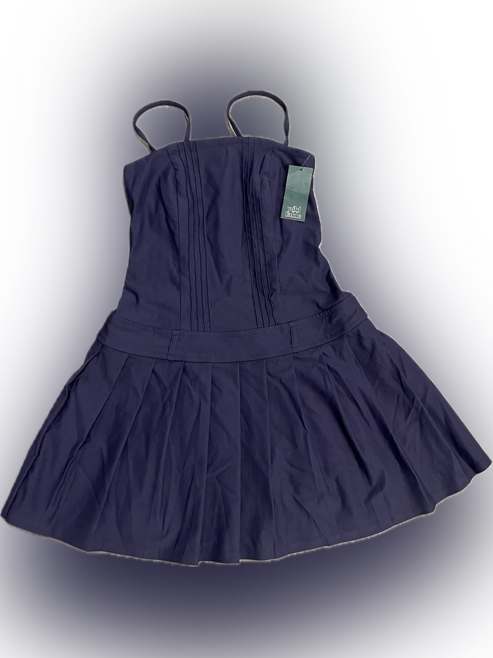 Wild Fable Navy Blue Pleated Mini Dress XS